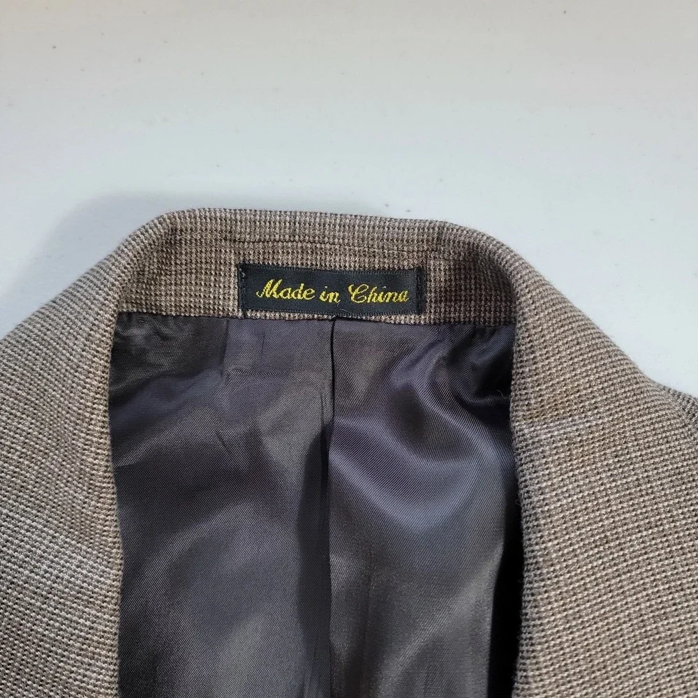 Circle S Men's Suit Jacket 48 Long Brown Check Cowboy Western Rockabilly Yoke